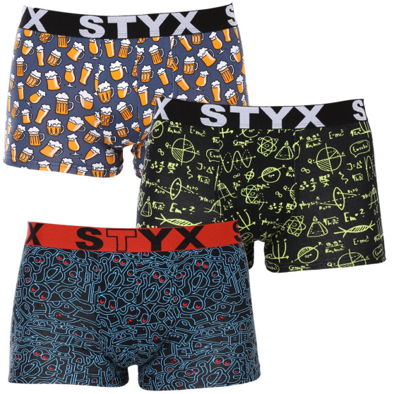 3PACK Boxers para homem Styx arte esportes borracha superdimensionado (3R12672)