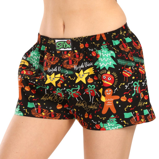 Boxers para mulher Styx arte clássica elástica ornamentos de Natal (K1754)