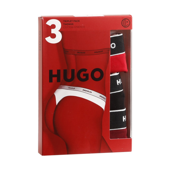 3PACK Tanga para mulher HUGO multicolorido (50480150 982)