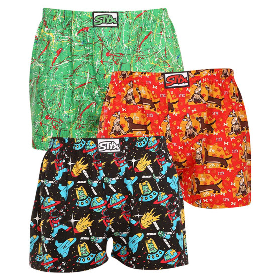 3PACK Boxers para homem Styx arte clássica borracha multicolorido (3A13314)