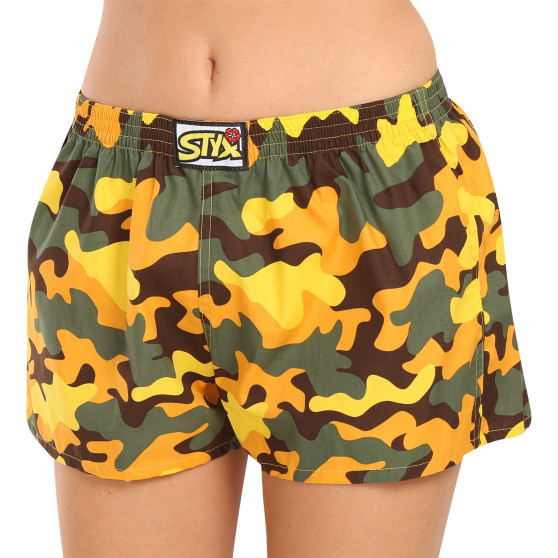 Boxers para mulher Styx arte clássica borracha camuflagem amarelo (K1559)