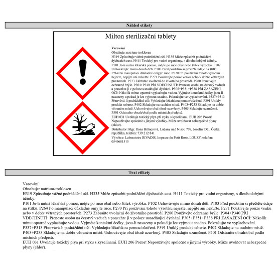 Pastilhas de esterilização MILTON (MIL001)