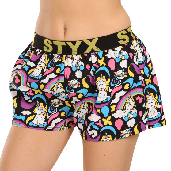 Boxers para mulher Styx arte desporto borracha unicórnio (T1158)