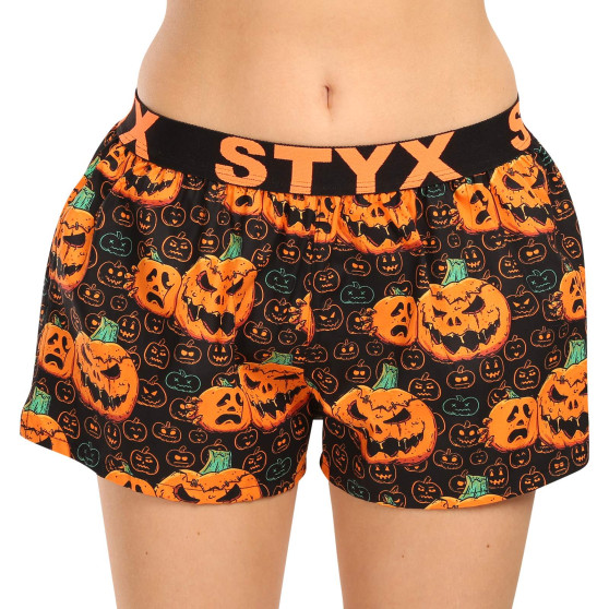 Boxers para mulher Styx arte desporto borracha Halloween abóbora (T1755)