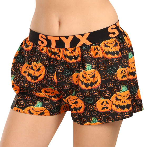 Boxers para mulher Styx arte desporto borracha Halloween abóbora (T1755)