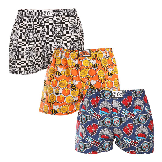 3PACK Boxers para homem Styx arte clássico borracha tamanho grande multicolorido (3E14564)