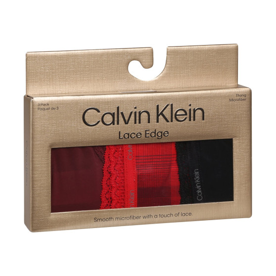 3PACK Tanga para mulher Calvin Klein multicolorido (QD5151E-I24)