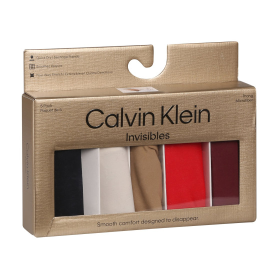 5PACK tanga para mulher Calvin Klein sem costuras multicor (QD5147E-HW1)