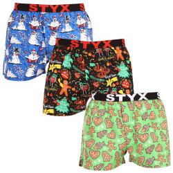 3PACK Boxers para homem Styx arte esportes borracha multicolorido (3B17134)