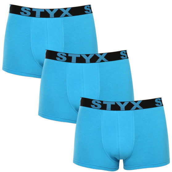 3PACK Boxers para homem Styx desporto elástico azul claro (3G1169)