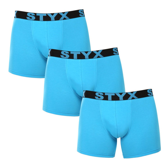 3PACK Boxers para homem Styx longo desportivo elástico azul claro (3U1169)