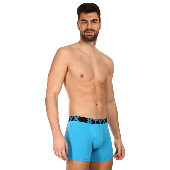 3PACK Boxers para homem Styx longo desportivo elástico azul claro (3U1169)