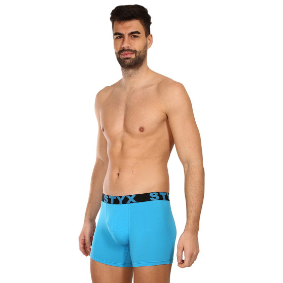 3PACK Boxers para homem Styx longo desportivo elástico azul claro (3U1169)