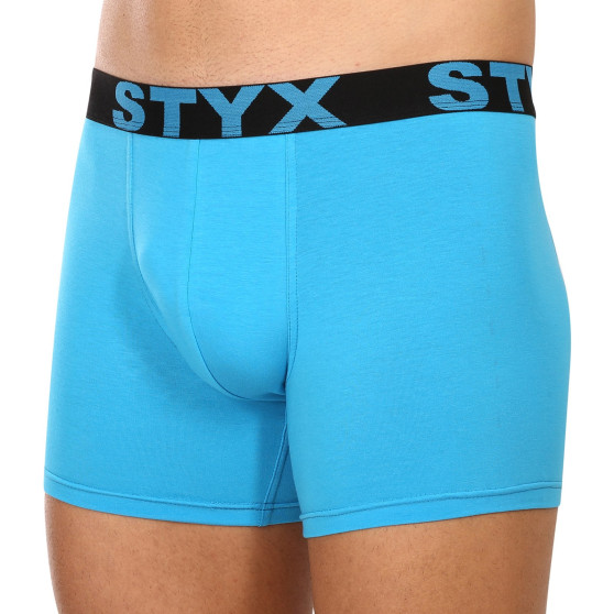 3PACK Boxers para homem Styx longo desportivo elástico azul claro (3U1169)