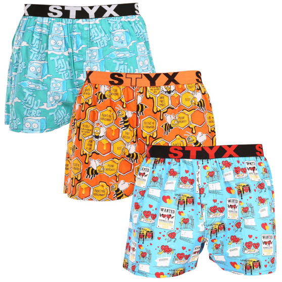 3PACK Boxers para homem Styx arte esportes borracha multicolorido (3B16476)