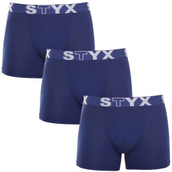 3PACK Boxers para homem Styx longo desportivo elástico azul escuro (3U968)