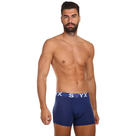 3PACK Boxers para homem Styx longo desportivo elástico azul escuro (3U968)