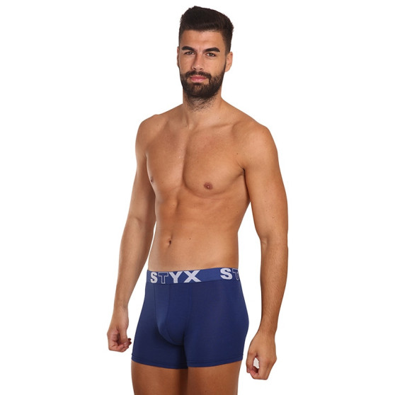 3PACK Boxers para homem Styx longo desportivo elástico azul escuro (3U968)