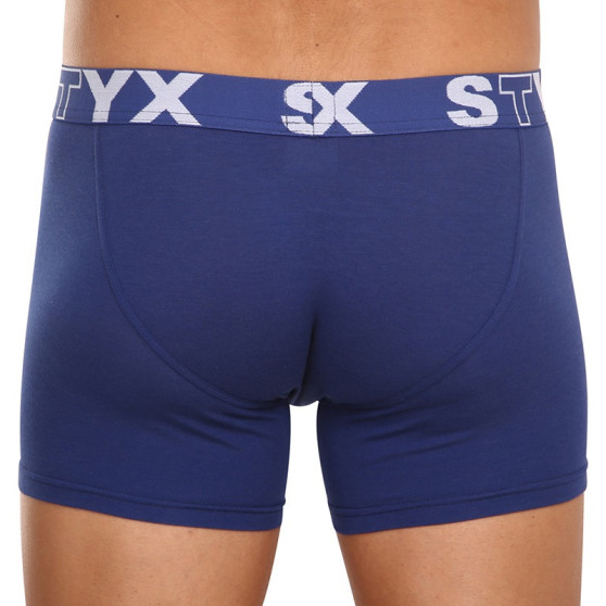 3PACK Boxers para homem Styx longo desportivo elástico azul escuro (3U968)