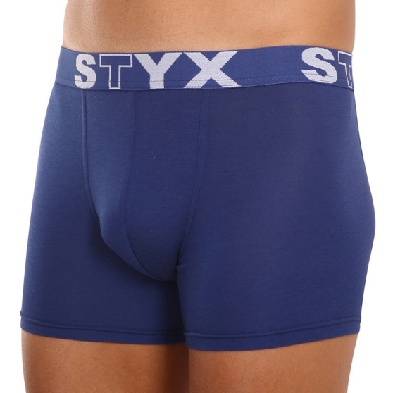 3PACK Boxers para homem Styx longo desportivo elástico azul escuro (3U968)