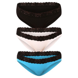 3PACK cuecas para mulher Styx com renda multicolorido (3IKK96019)