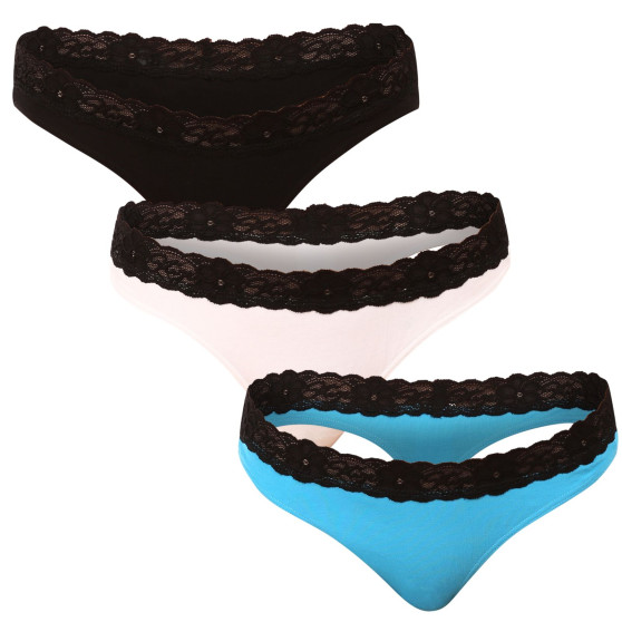 3PACK Tanga para mulher Styx com renda multicor (3ITK96019)