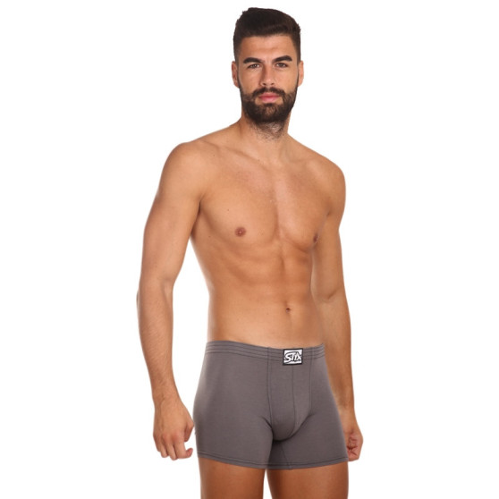 3PACK Boxers para homem Styx longo elástico clássico cinzento escuro (3F1063)