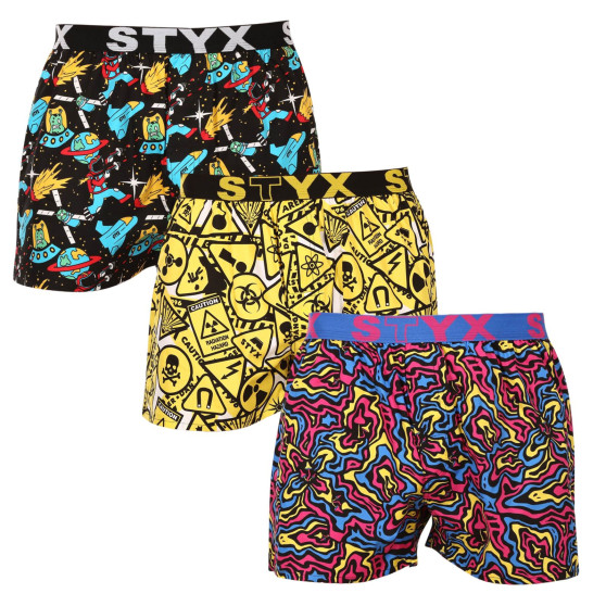 3PACK Boxers para homem Styx arte esportes borracha multicolorido (3B13001)