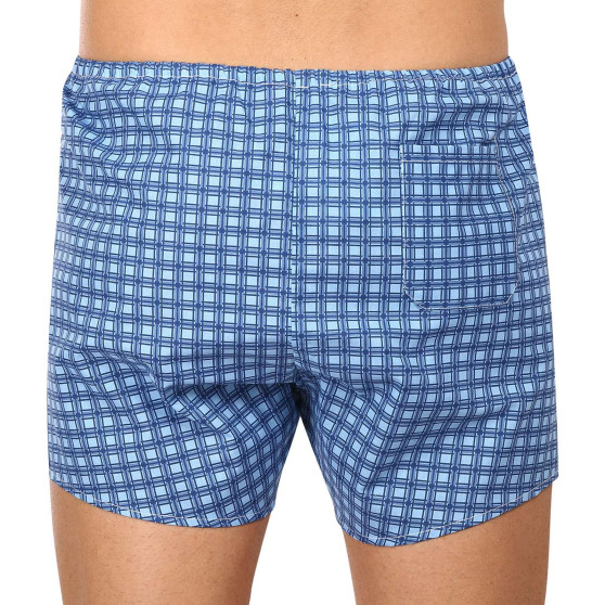 Boxers clássicos para homem Foltýn xadrez azul de tamanho grande (KN78)