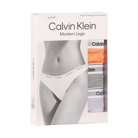 3PACK Tanga para mulher Calvin Klein multicolorido (QD5209E-NPA)