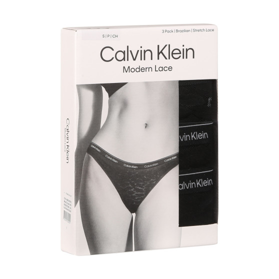 3PACK cuecas brasileiras para mulher Calvin Klein preto (QD5225E-UB1)