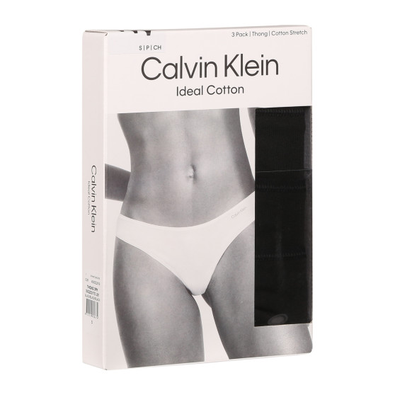 3PACK tanga para mulher Calvin Klein preto (QD5217E-UB1)