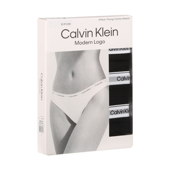 3PACK tanga para mulher Calvin Klein preto (QD5209E-UB1)