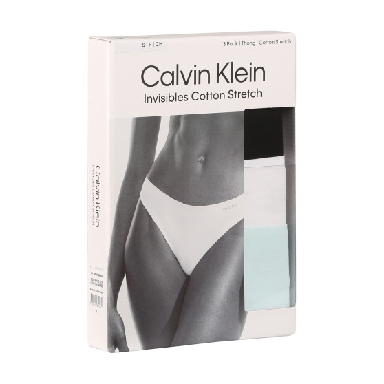 3PACK Tanga para mulher Calvin Klein multicolorido (QD5219E-NOY)