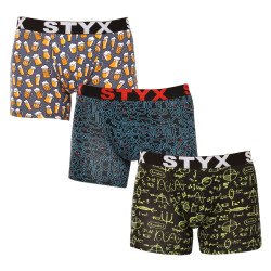 3PACK Boxers para homem Styx arte longa desporto elástico multi-colorido (3U12672/2)