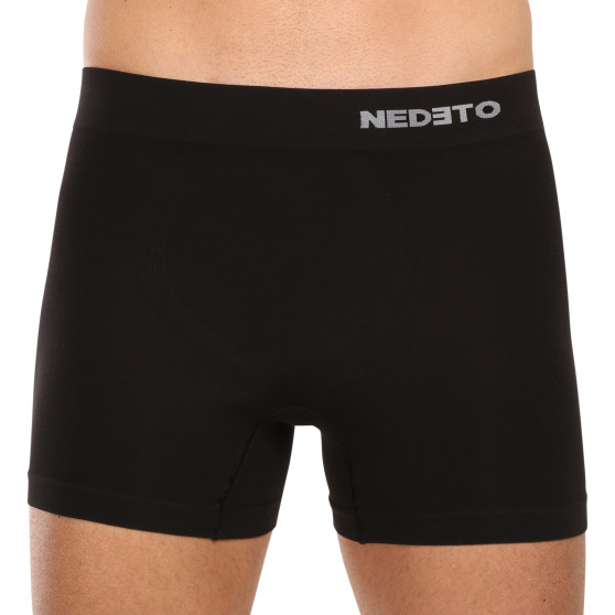 3PACK Boxers para homem Nedeto bambu sem costuras preto (3NDTB001S)