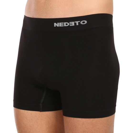 3PACK Boxers para homem Nedeto bambu sem costuras preto (3NDTB001S)