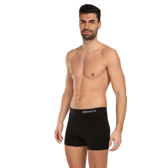 3PACK Boxers para homem Nedeto bambu sem costuras preto (3NDTB001S)