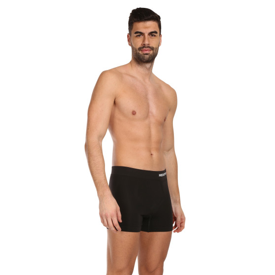 3PACK Boxers para homem Nedeto bambu sem costuras preto (3NDTB001S)