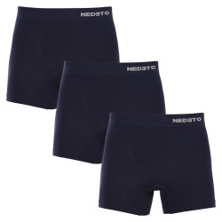 3PACK Boxers para homem Nedeto bambu sem costuras azul (3NDTB002S)