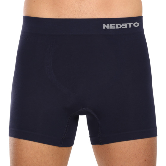 3PACK Boxers para homem Nedeto bambu sem costuras azul (3NDTB002S)