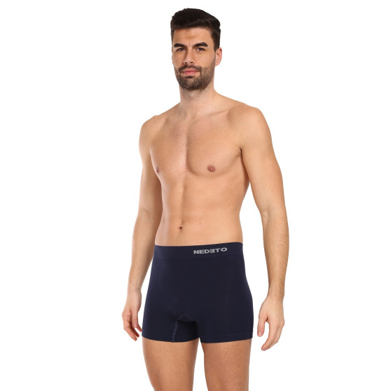 3PACK Boxers para homem Nedeto bambu sem costuras azul (3NDTB002S)