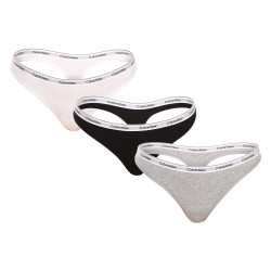 3PACK Tanga para mulher Calvin Klein multicolorido (QD5209E-MPI)