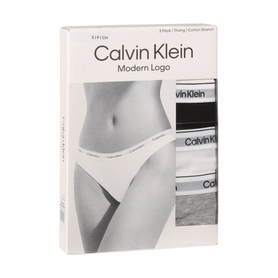 3PACK Tanga para mulher Calvin Klein multicolorido (QD5209E-MPI)