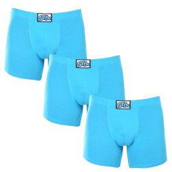 3PACK Boxers para homem Styx long borracha clássica azul claro (3F1169)