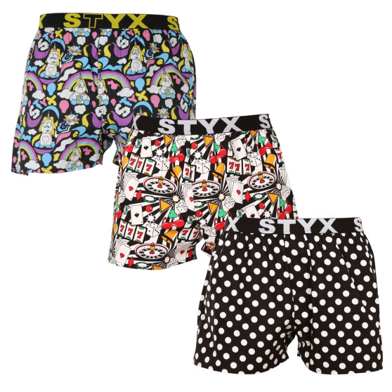 3PACK Boxers para homem Styx arte esportes borracha multicolorido (3B11830)