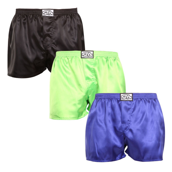 3PACK Boxers para homem Styx borracha clássica cetim multicolorido (3C06609)