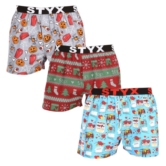 3PACK Boxers para homem Styx arte esportes borracha multicolorido (3B16826)