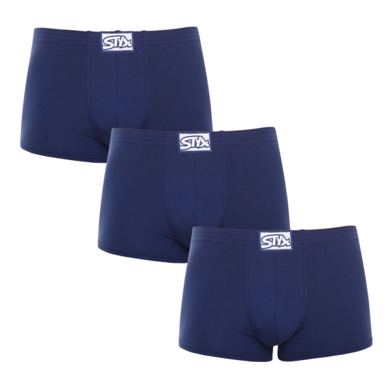 3PACK Boxers para homem Styx borracha clássica azul escuro (3Q0968)