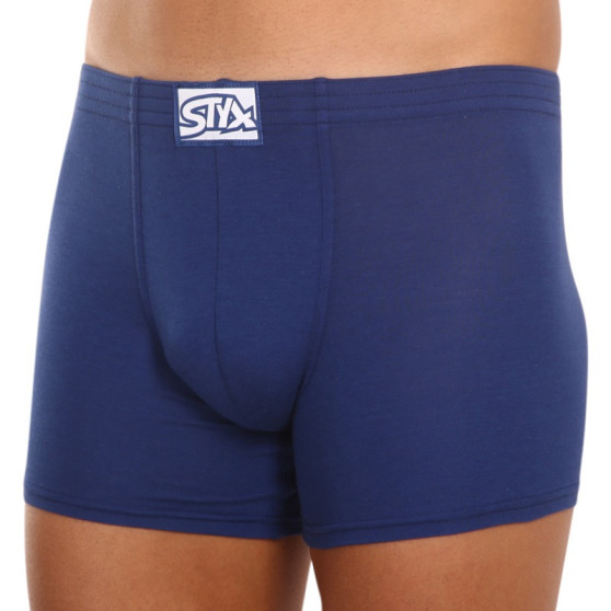 3PACK Boxers para homem Styx longo elástico clássico azul escuro (3F0968)